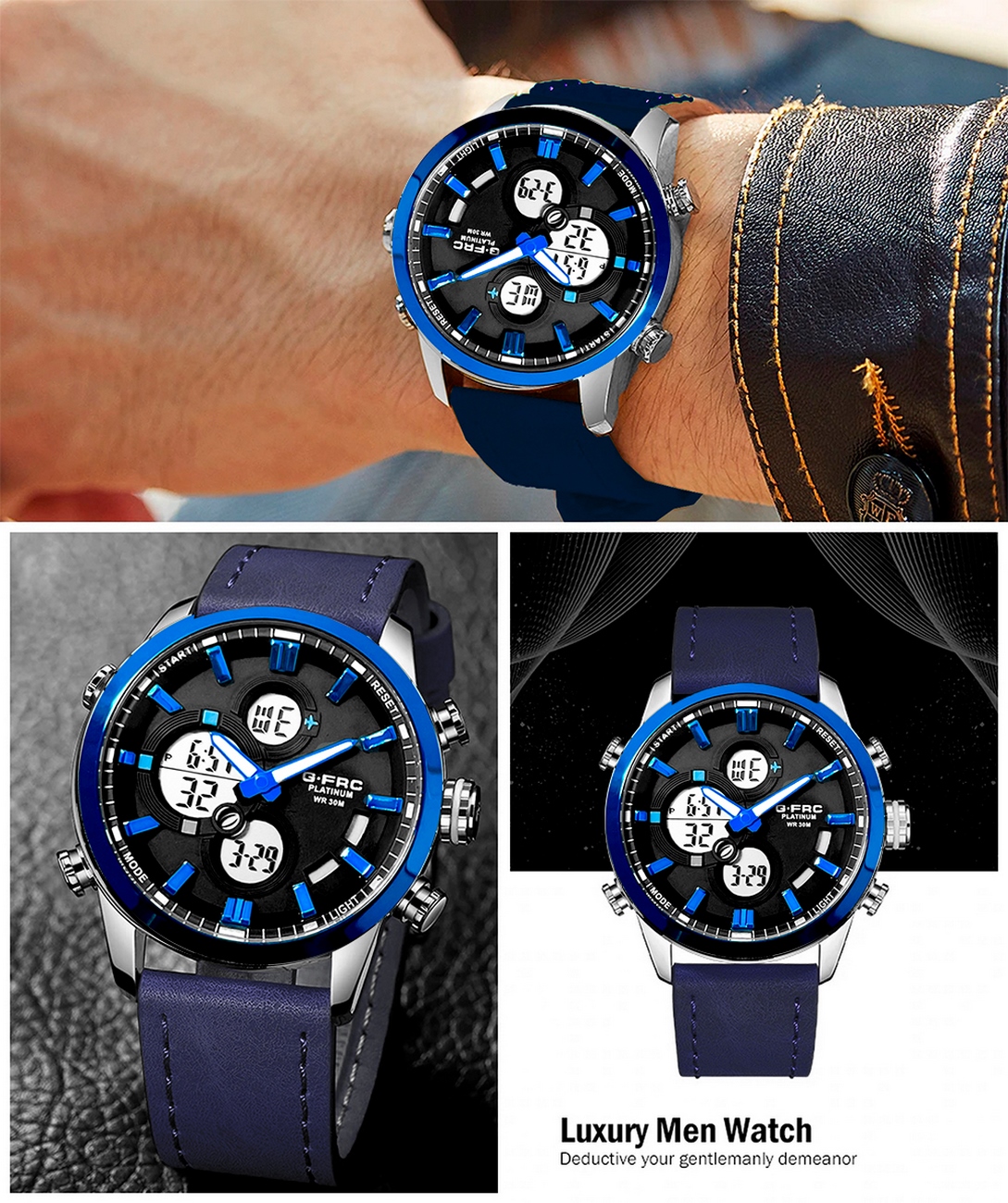 Reloj G-force Original Al163 Digital Cuero Hombre + Estuche